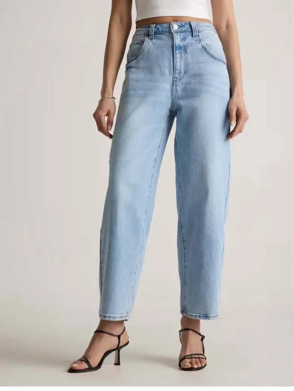 Quince Women’s Bella Stretch Barrel Jeans Cool Blue Size 30